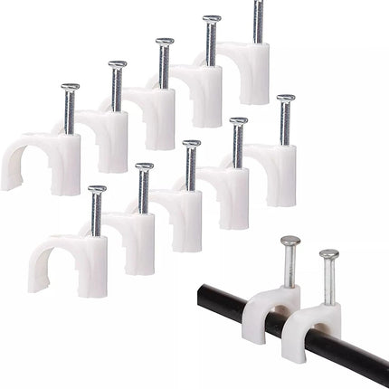 120Pcs Round Cable 6MM White Nails Clip