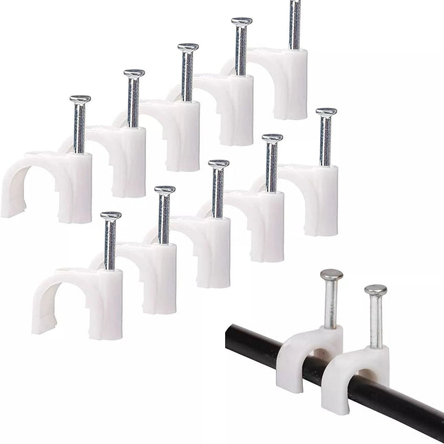 120Pcs Round Cable 6MM White Nails Clip