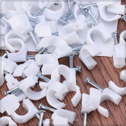 120Pcs Round Cable 6MM White Nails Clip