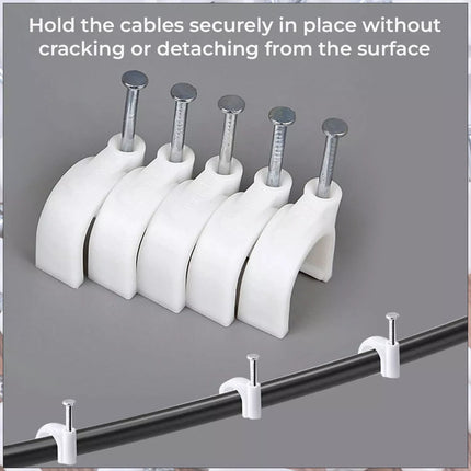 120Pcs Round Cable 6MM White Nails Clip