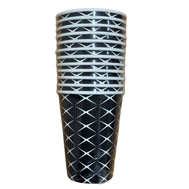 12pcs Disposable Coffee Cups 12oz Black Kraft Paper Cups For Hot & Cold Drinks