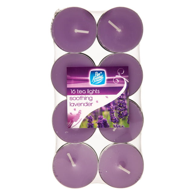 16 Pack Colour Tea-lights - Soothing Lavender