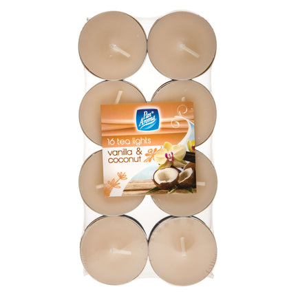16 Pack Colour Tea-lights - Vanilla & Coconut
