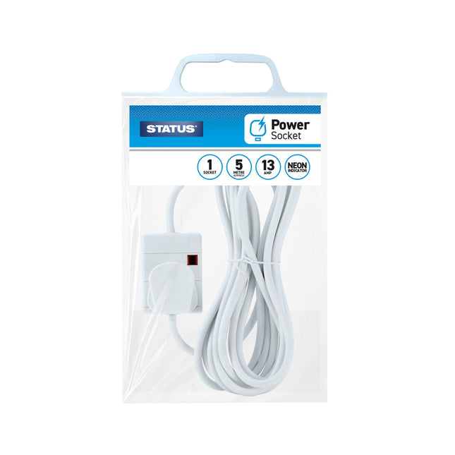 1 Way 5 Mtr Ext Socket Neon