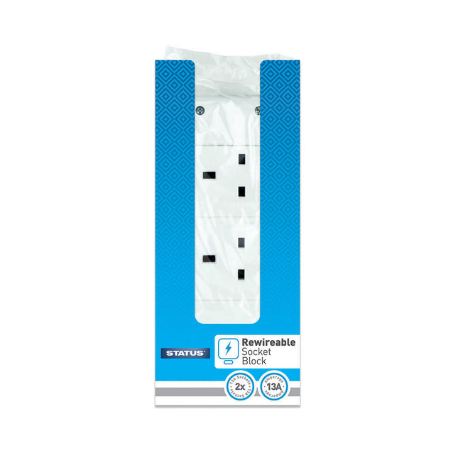 2 Way Re-wireable Socket Block White