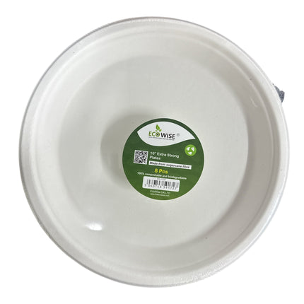 26cm Plastic Plate From Sugarcane Fibre 8pk