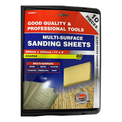 280mm x 230mm / 11" x 9" Dekton Multi-Surface Sanding Sheets 80 grit