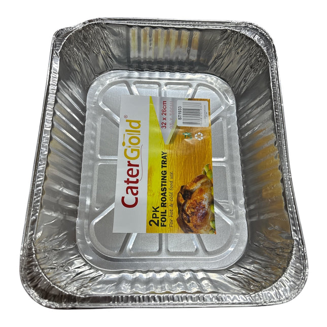 2pk Aluminium Foil Roasting Tray 32x26cm