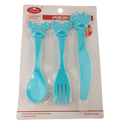 3 Piece Mucky Mouse Cutlery Set Plastic Spoon Fork Knife Kids Children