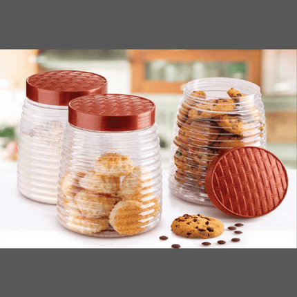 3 Set Plastic Ratan Jar 1400ml