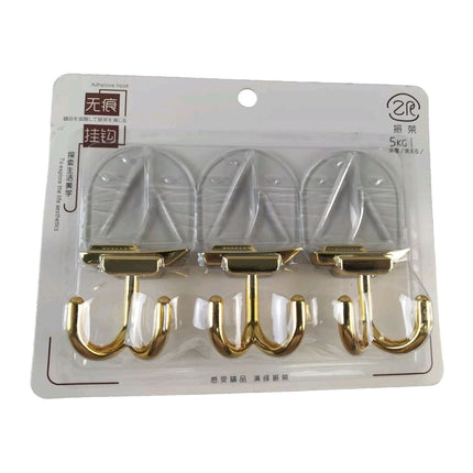 3 x Self Adhesive Hooks White Plastic Strong Sticky Stick on Wall Door Hang