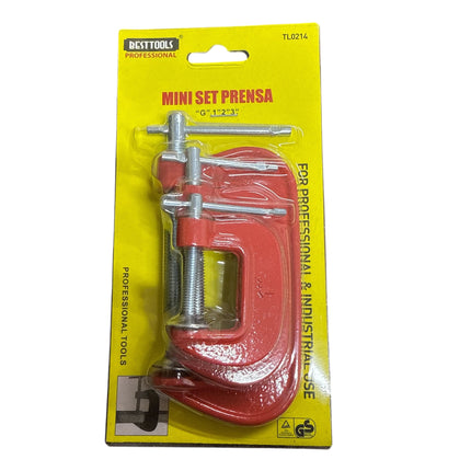 3Pc MINI G CLAMP SET 1"/2"/3" Small Wood/Metal C Grip/Vice Hobby Hand Tool
