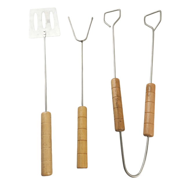 3X Telescopic Extendable Turner Toasting BBQ Stainless Steel Fork Grill Set