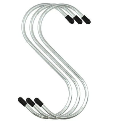4 RUBBER END S HOOKS Large Stainless Steel Storage Loop Hangers HEAVY DUTY 10cm