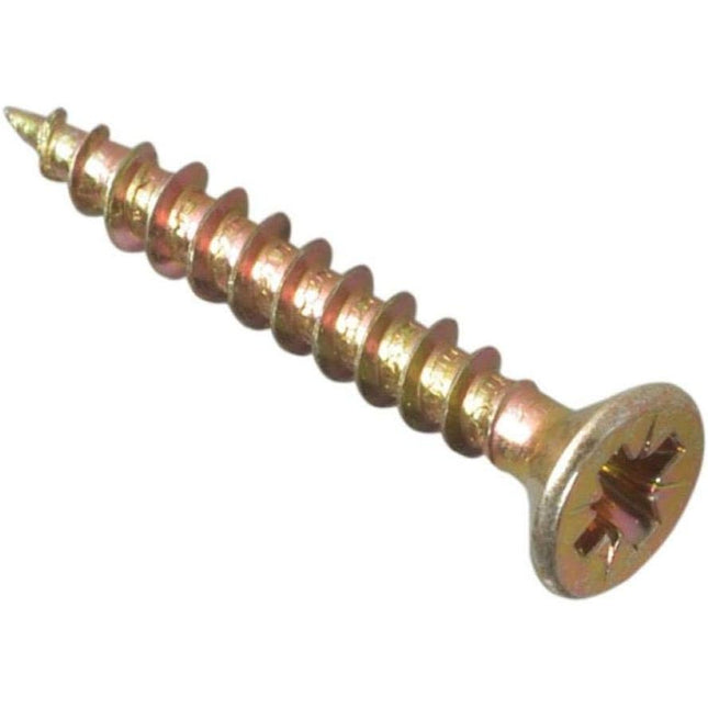 500G WOOD SCREWS MULTI-PURPOSE POZI COUNTERSUNK CHIPBOARD TIMBER YELLOW 4x50mm