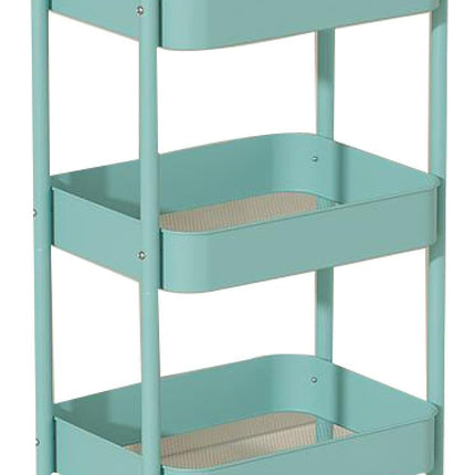3 Layers Carbon Steel Trolley Shelf Double Armrest with Wheels Storage Rack