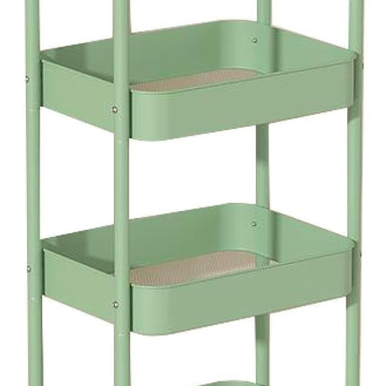 4 Layers Carbon Steel Trolley Shelf Double Armrest with Wheels Storage Rack