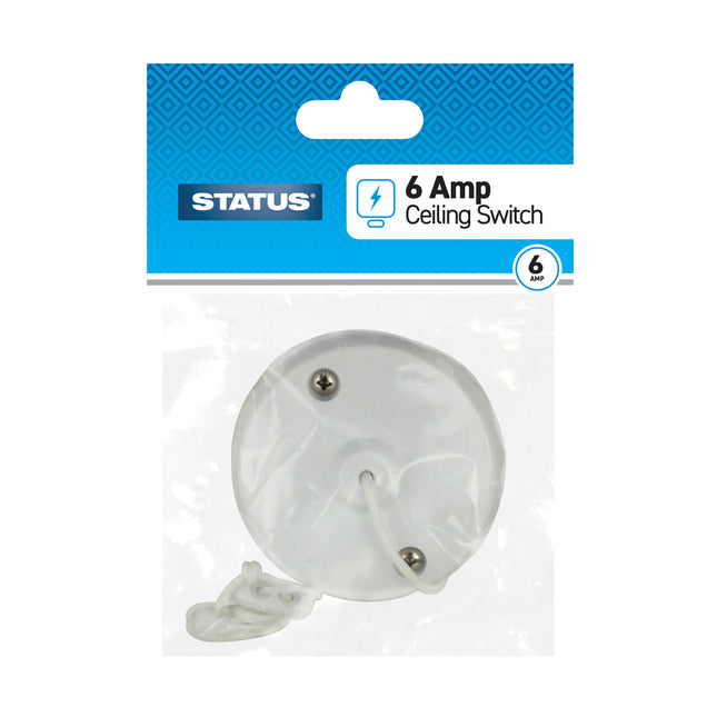 6 Amp Ceiling Switch Pull Cord 2 Way White