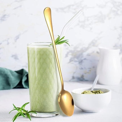 6 Pieces Stainless Steel Long Handled Latte Silverware Tea Coffee Spoons 7.5"