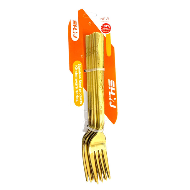 6pcs Stainless Stee Gold Forks 15cm