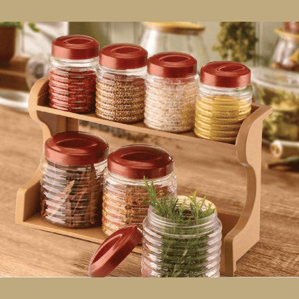 7 Jar Plastic Set With Holder