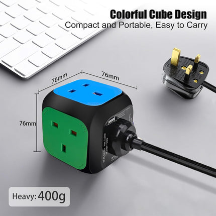 Power Cube 4 Way Socket with USB Charger 1 Type A+ 1 Type C
