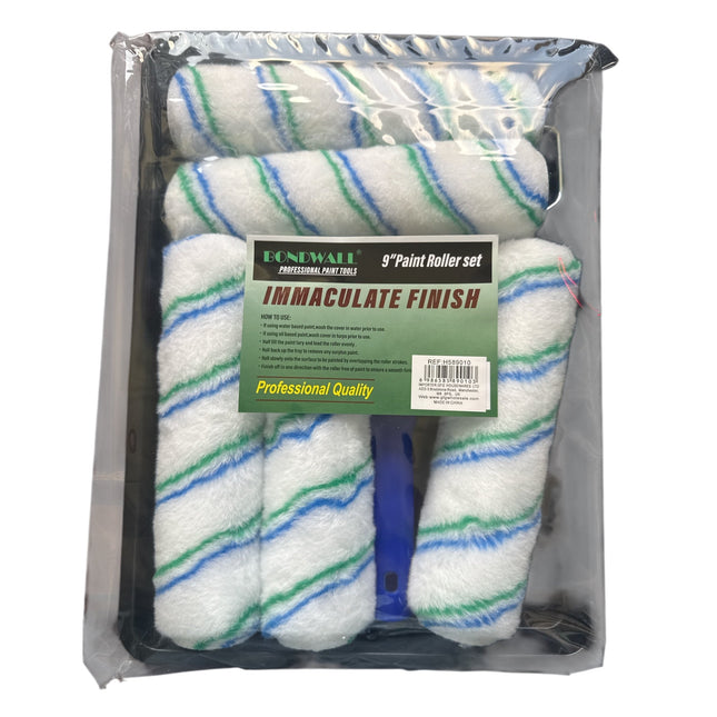 9" Paint Roller Set 5 Sleeve with Tray