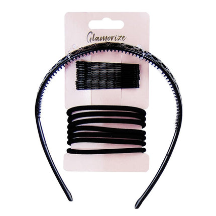 Black Hair Accessory Set 20pcs