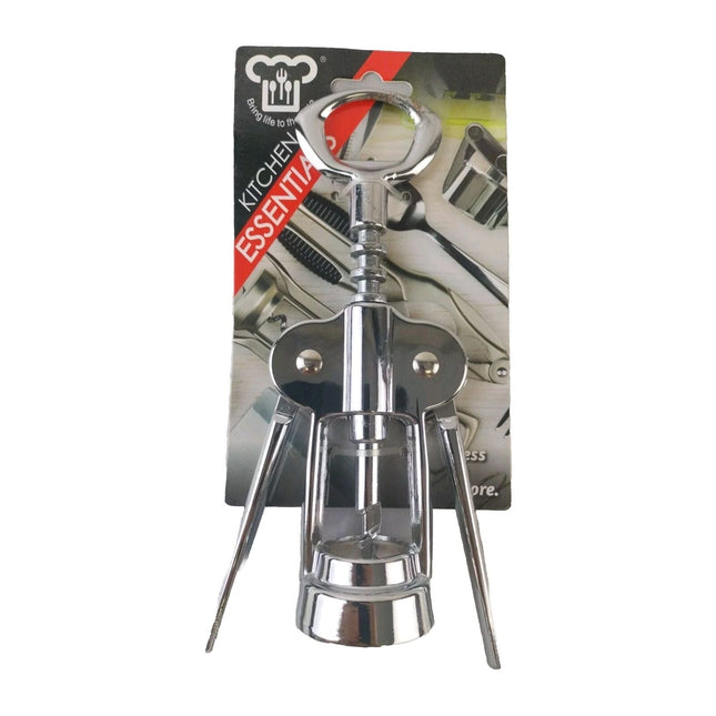 Chrome Corkscrew & Wine Bottle Opener 18cm