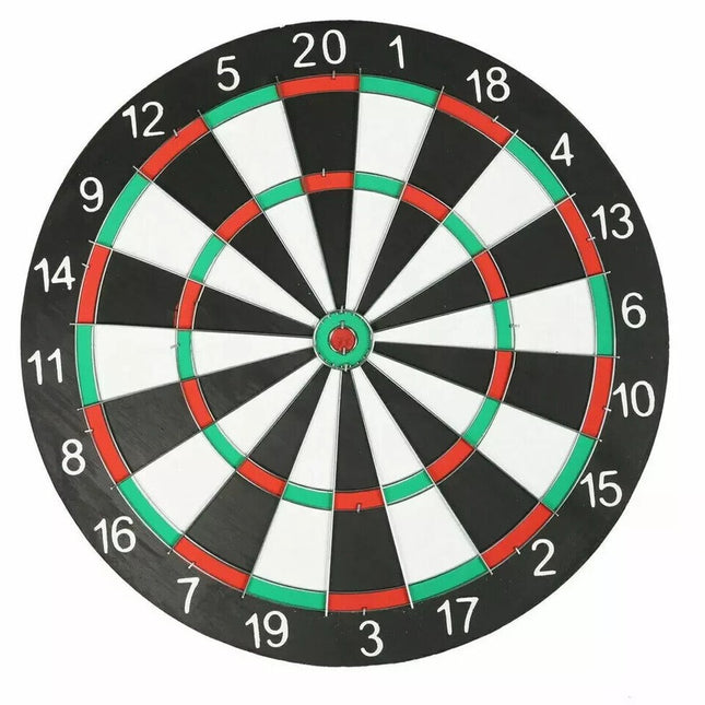 DART BOARD GAME FOR ADULTS KIDS DARTBOARD + 6 DARTS PUB SET NEW 16" DOUBLE SIDED