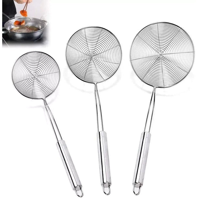 Heavy Duty Stainless Steel Skimmer Chinese/Indian Strainer Ladle Frying Chips