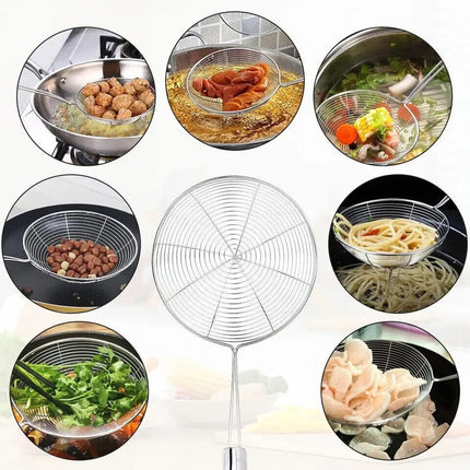 Heavy Duty Stainless Steel Skimmer Chinese/Indian Strainer Ladle Frying Chips