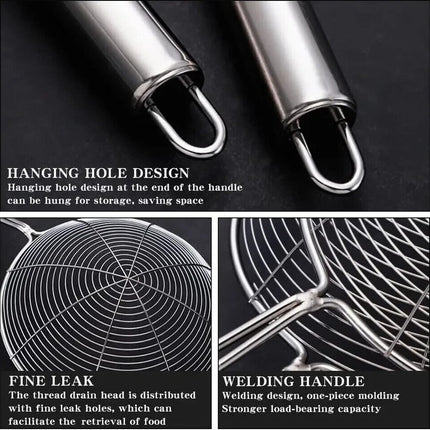 Heavy Duty Stainless Steel Skimmer Chinese/Indian Strainer Ladle Frying Chips
