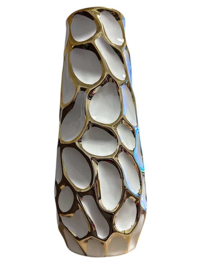 Ceramic Gold Plated Vase 36 x 15 cm