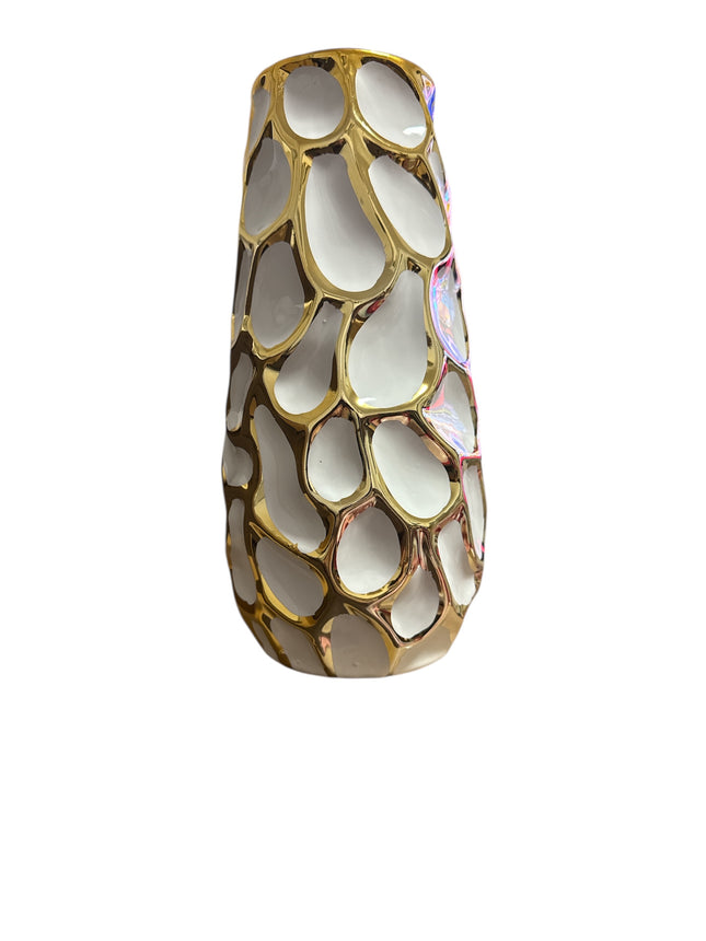 Ceramic Gold Plated Vase 28 x 13 cm