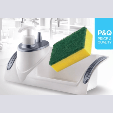 Kitchen Liquid Soap Pump Dispenser 2 in1 ABS Sponge Holder with Sponge