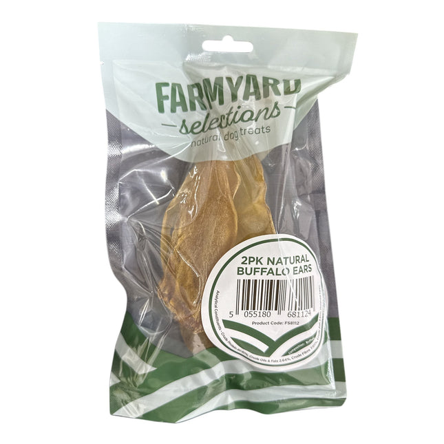 Natural Buffalo Ears 2Pk