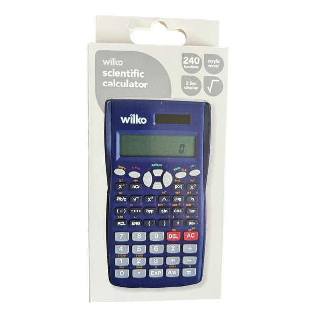 Navy Blue Scientific Calculator with Solar Power,240 Functions, 2 line display, Acrylic Cover And Replaceable Battery