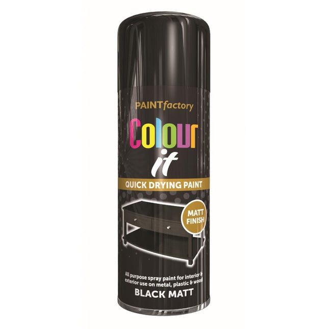 PF COLOUR IT SPRAY MATT BLACK 250ML