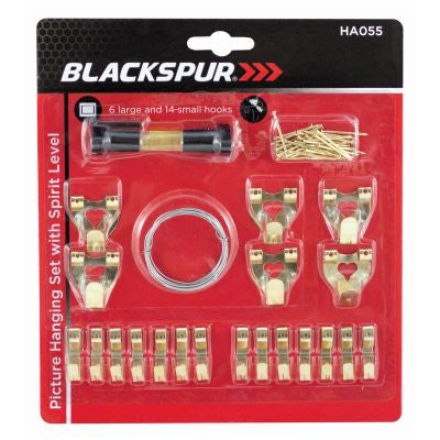 PICTURE HANGING SET AND SPIRIT LEVEL