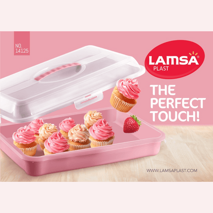 Plastic Cake Box Square Cake Storage Carrier Container Lockable Lid Cover