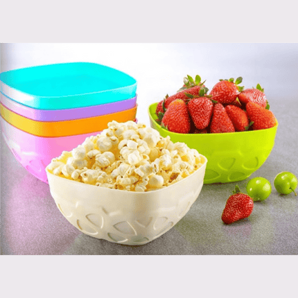 Plastic Cereal Bowls Coloured Square Breakfast Oatmeal Soup Bowls Picnic 500ml