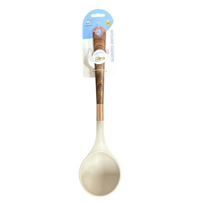 SILICONE SOUP SPOON WITH PLASTIC HANDLE
