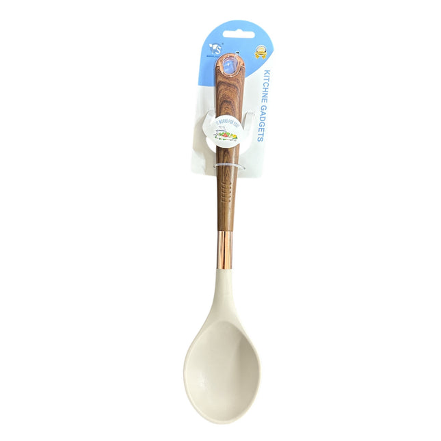 SILICONE SOUP SPOON WITH PLASTIC HANDLE