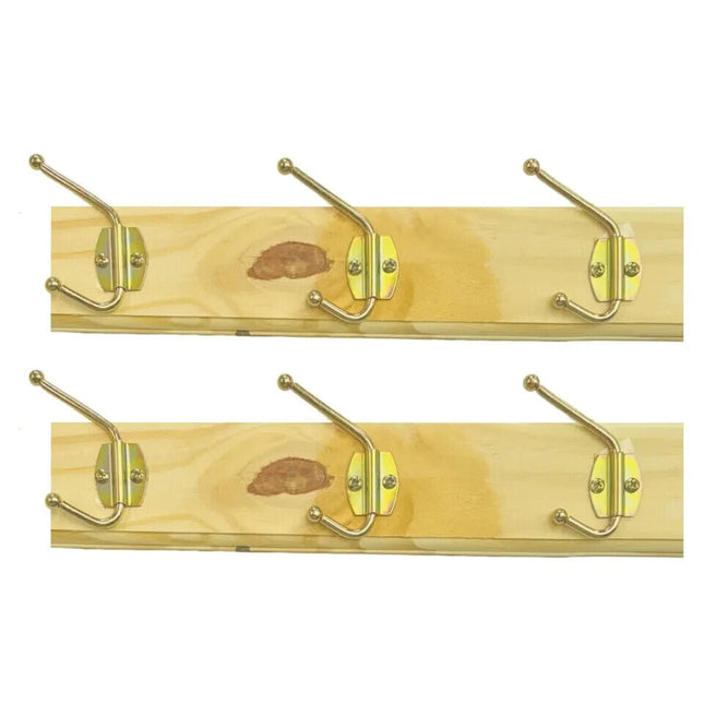 STRONG Wooden Wall Coat Hangers Clothes Pine Wood Rack Hooks Pegs 6 Hooks