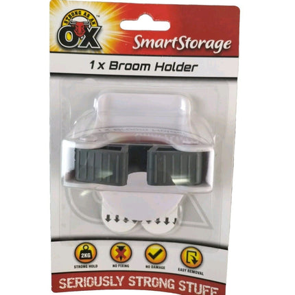 Self Adhesive Wall Mounted Mop Holder Hooks Broom Hanger Spring Clip Rack