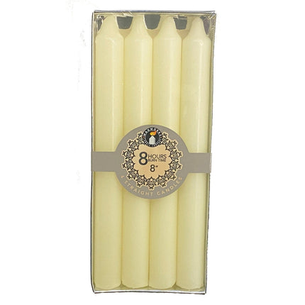 Set Of 4 8'' Straight Candles - Ivory