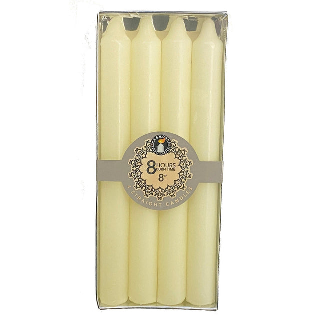 Set Of 4 8'' Straight Candles - Ivory