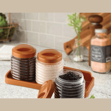 Set of 3 Plastic Jar with Lid