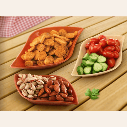 Set of 3 Plastic Leaf Shaped Snack Bowls Small Food Olive Nut Sauce Dip Dishes